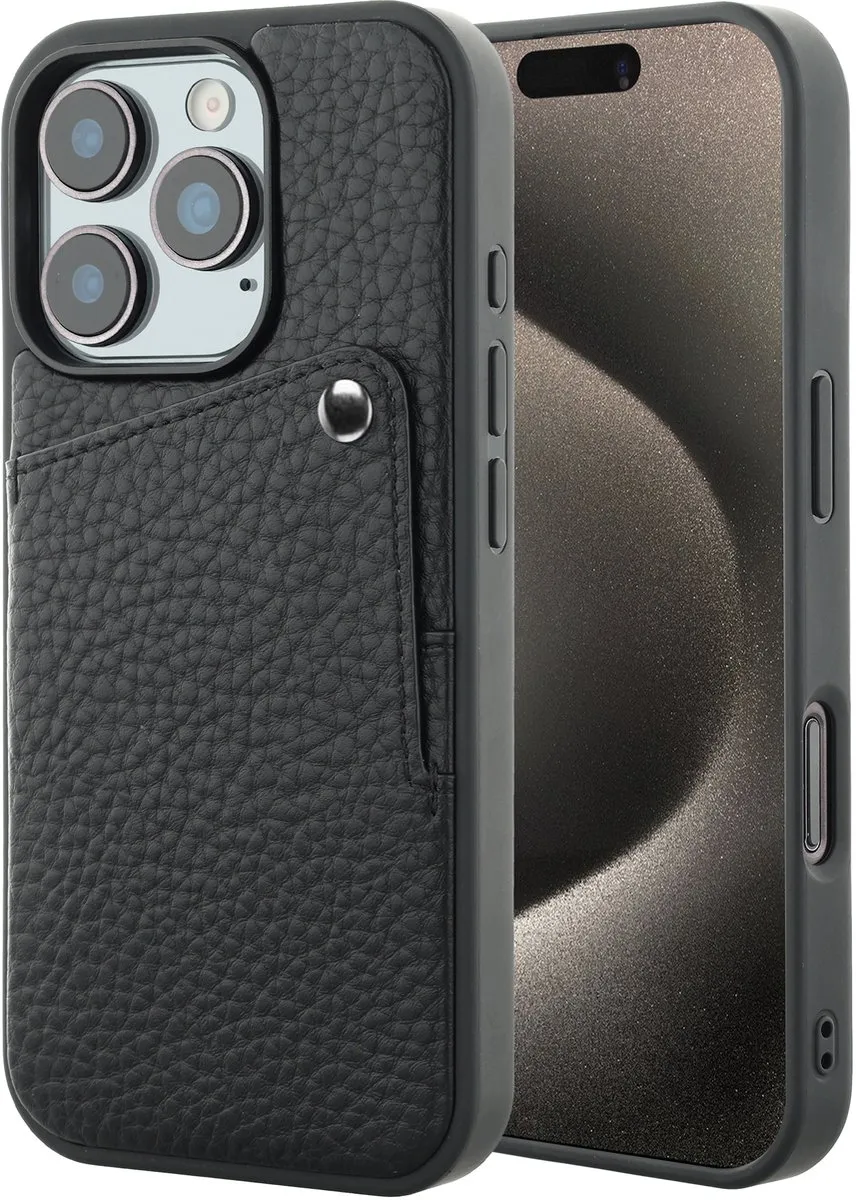 Selencia Hoesje iPhone 15 Pro - Backcover met Pashouder - Zwart