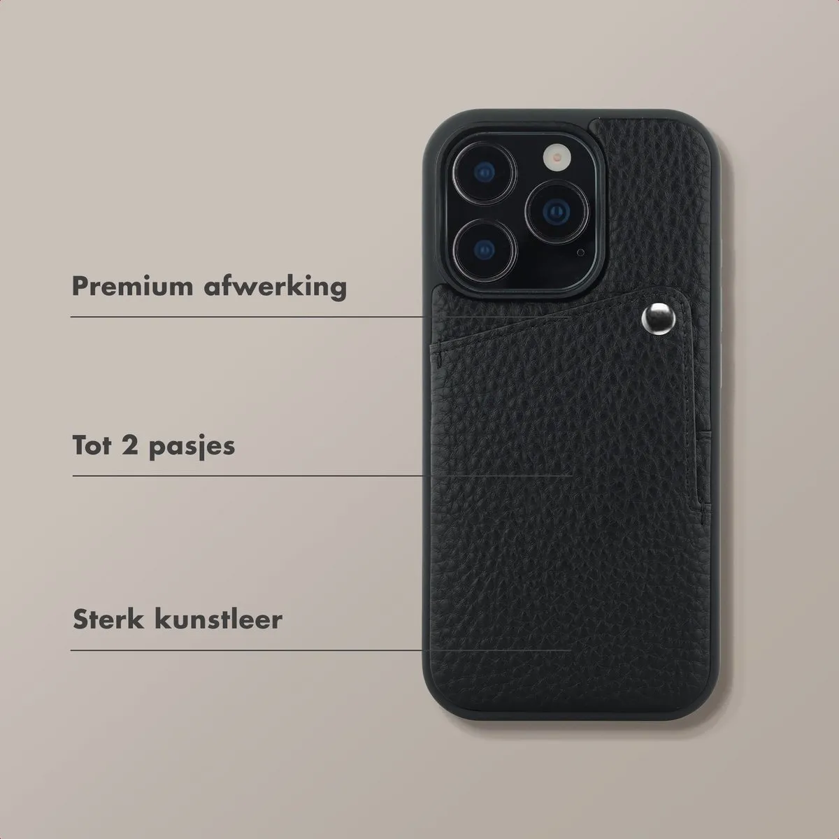 Selencia Hoesje iPhone 15 Pro - Backcover met Pashouder - Zwart