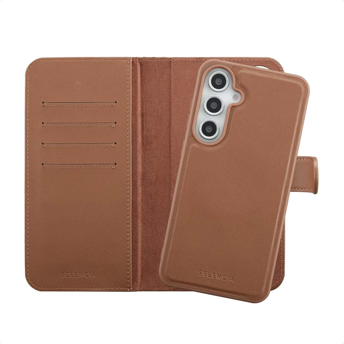 Selencia Hoesje Samsung Galaxy S24 FE - 6 Pasjes - Bruin