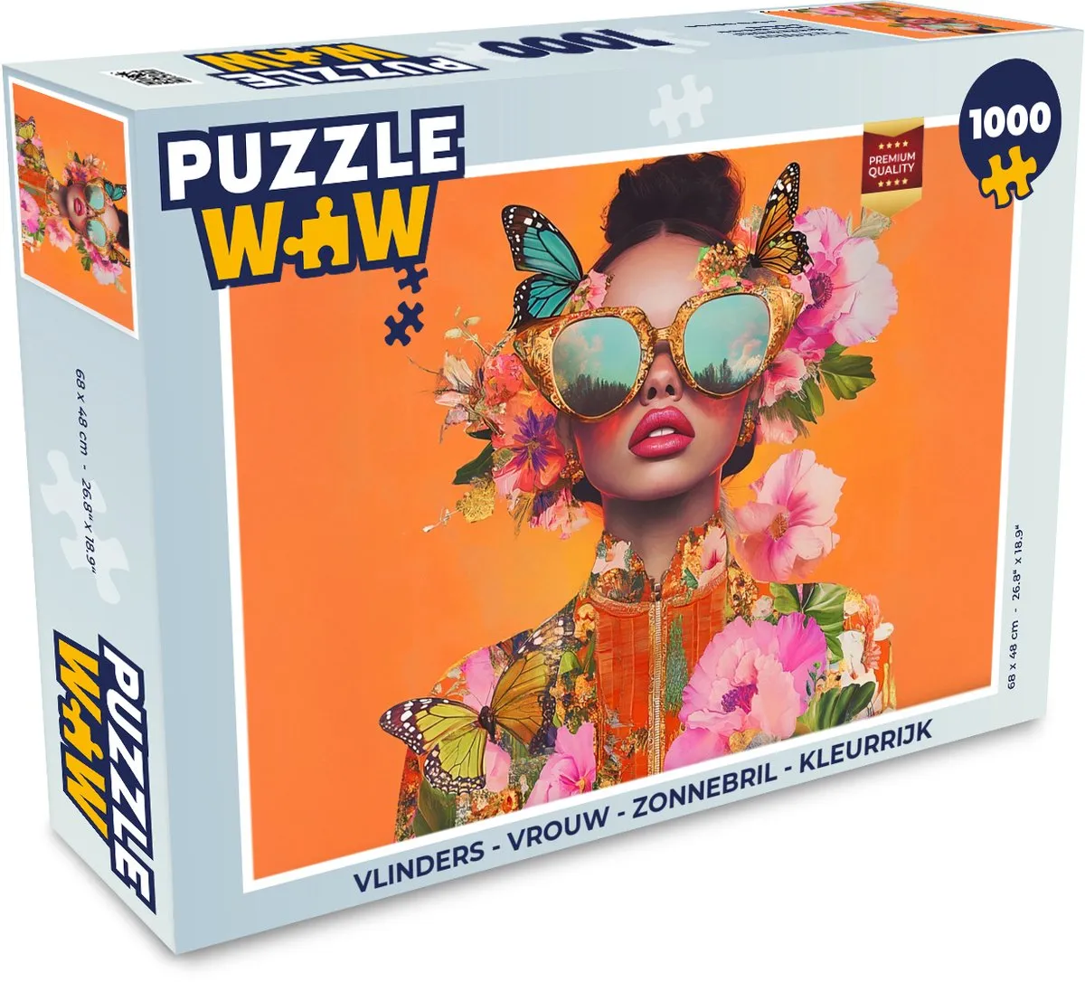 PuzzleWow Vlinders Zonnebril Legpuzzel 1000 Stuks - Vrouw