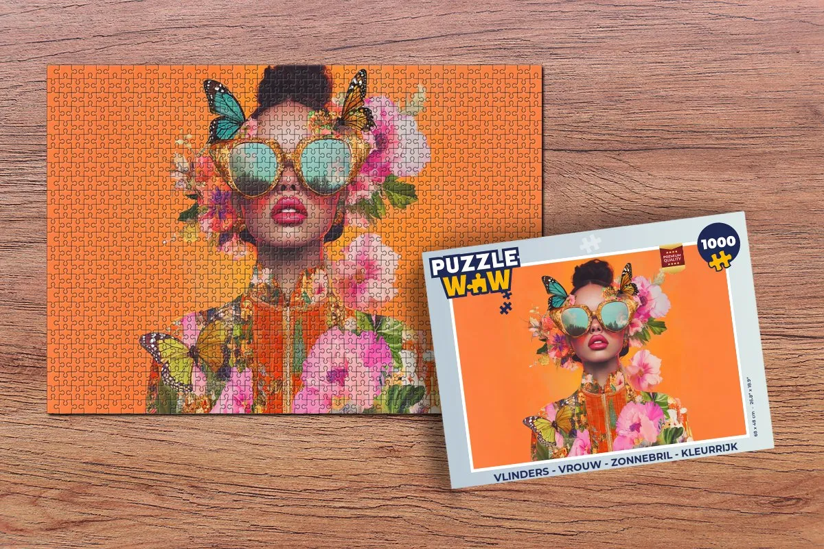 PuzzleWow Vlinders Zonnebril Legpuzzel 1000 Stuks - Vrouw
