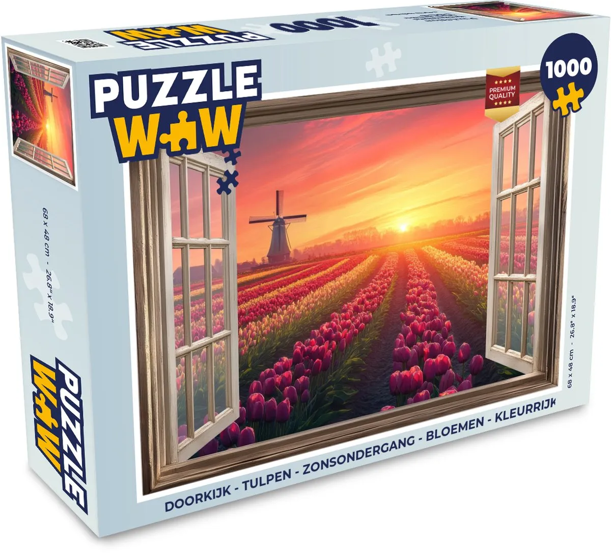PuzzleWow Doorkijk Tulpen Zonsondergang Legpuzzel 1000 Stuks