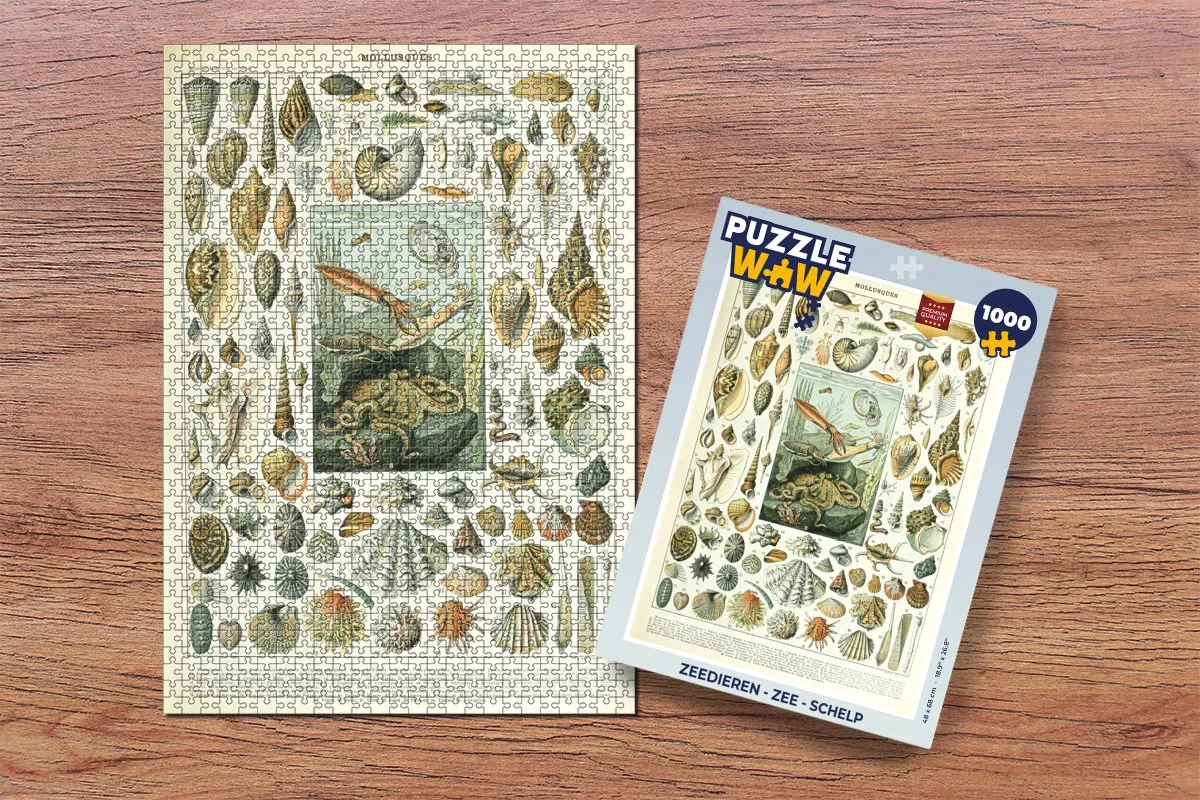 PuzzleWow Adolphe Millot Zeedieren Legpuzzel 1000 Stuks - Multicolor
