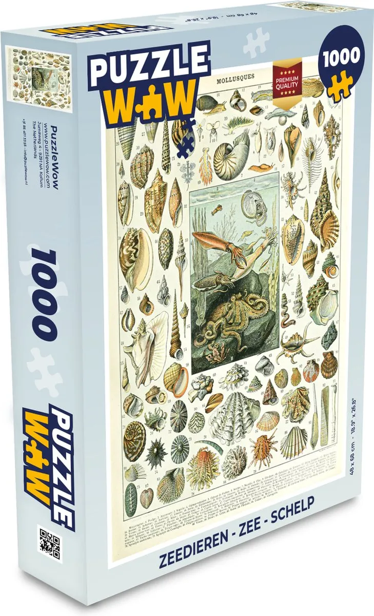 PuzzleWow Adolphe Millot Zeedieren Legpuzzel 1000 Stuks - Multicolor