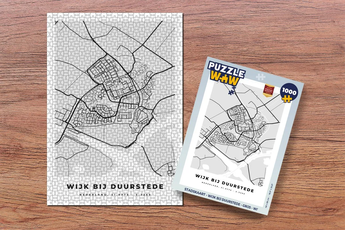 PuzzleWow Stadskaart Wijk bij Duurstede Legpuzzel 1000 Stuks - Multicolor