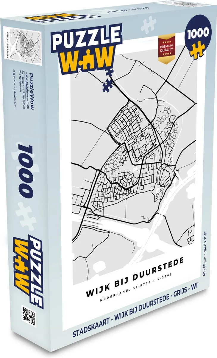 PuzzleWow Stadskaart Wijk bij Duurstede Legpuzzel 1000 Stuks