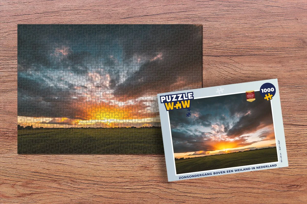 PuzzleWow Legpuzzel Zonsondergang Nederland 1000 Stuks - Multicolor