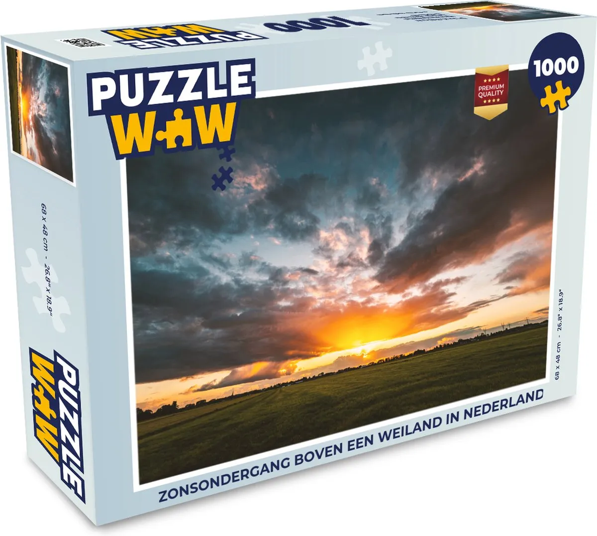 PuzzleWow Legpuzzel Zonsondergang Nederland 1000 Stuks - Multicolor
