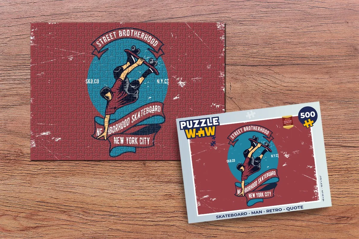 PuzzleWow Skateboard Legpuzzel 500 Stuks - Multicolor