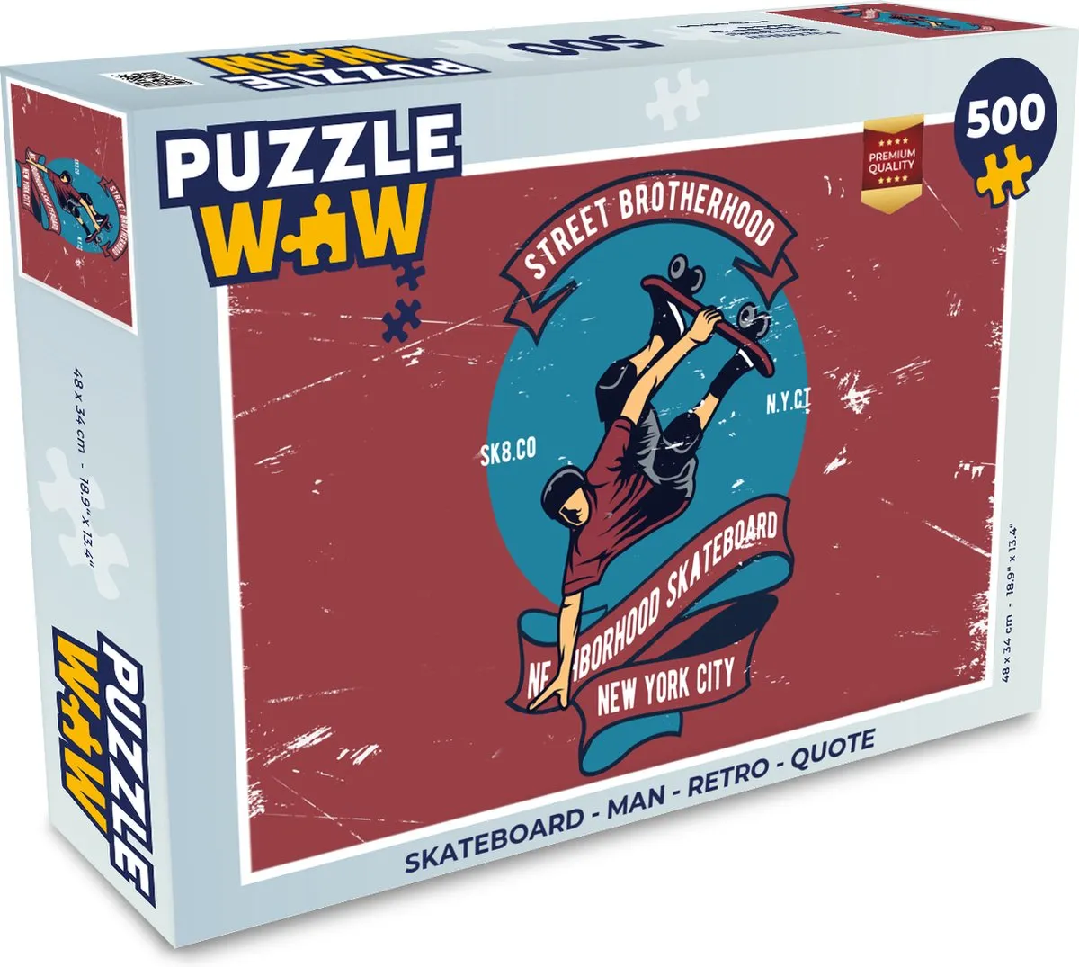 PuzzleWow Skateboard Legpuzzel 500 Stuks - Multicolor