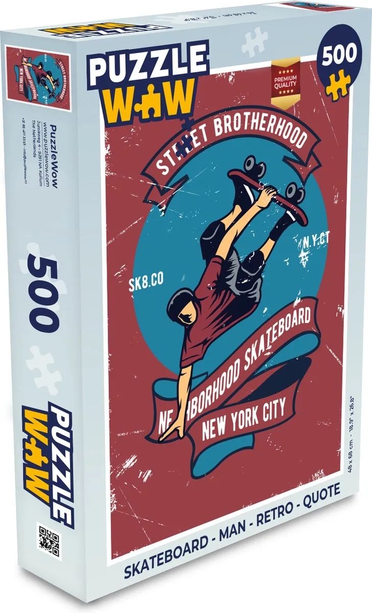 PuzzleWow Skateboard Legpuzzel 500 Stuks