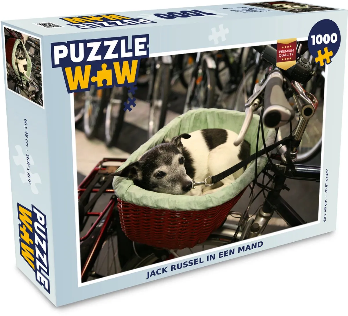 PuzzleWow Jack Russel in Fietsmand Legpuzzel 1000 Stuks