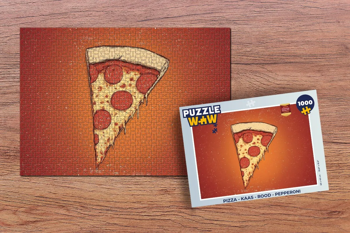 PuzzleWow Pizza Legpuzzel 1000 Stuks - Kaas/Pepperoni Rood