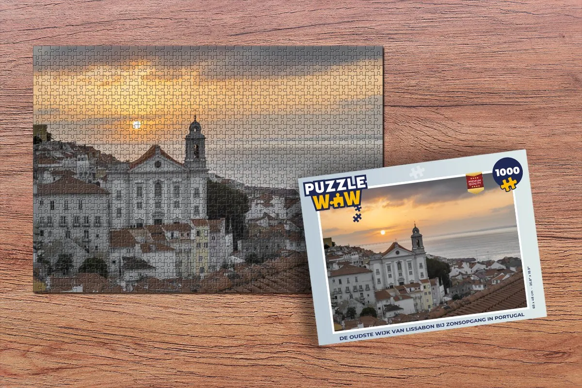 PuzzleWow Legpuzzel De oudste wijk van Lissabon 1000 Stuks - Multicolor
