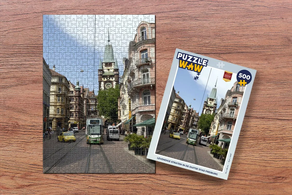 PuzzleWow Levendige Straten Freiburg Legpuzzel 500 Stuks - Multicolor