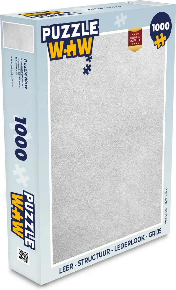 PuzzleWow Leer Structuur Legpuzzel 1000 Stuks - Grijs