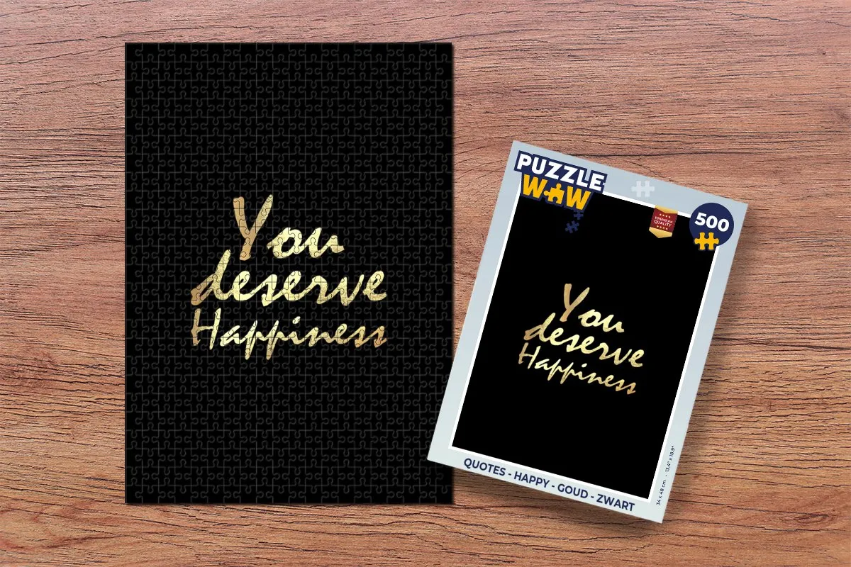 PuzzleWow Quotes Happy Legpuzzel 500 Stuks - Goud/Zwart