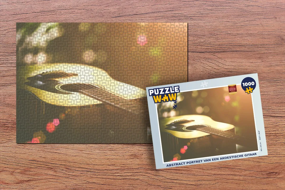 PuzzleWow Abstract Portret Akoestische Gitaar Legpuzzel 1000 Stuks