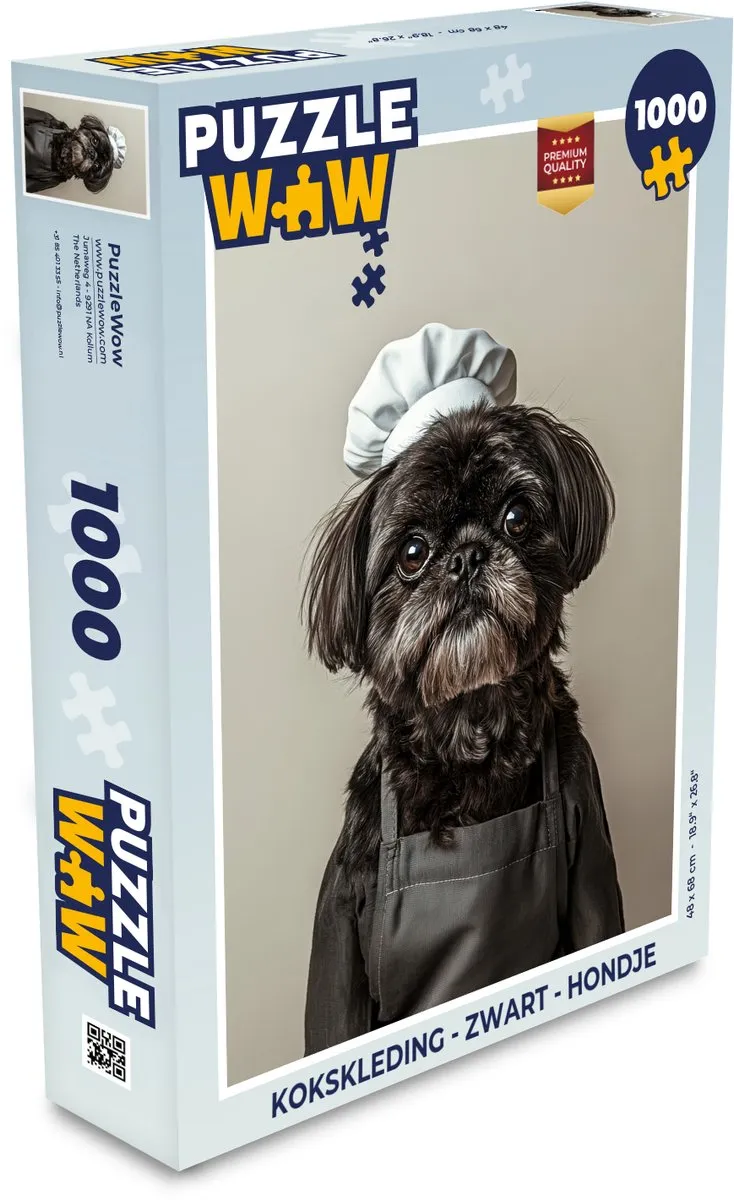 PuzzleWow Kokskleding Hondje Legpuzzel 1000 Stuks - Zwart