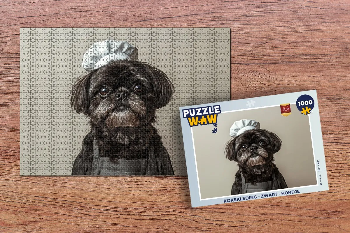 PuzzleWow Kokskleding Hondje Legpuzzel 1000 Stuks - Zwart