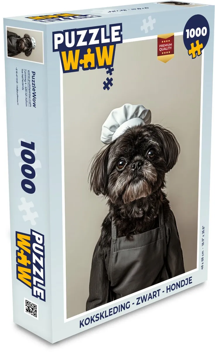 PuzzleWow Kokskleding Hondje Legpuzzel 1000 Stuks - Zwart