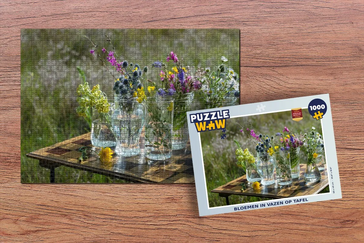 PuzzleWow Puzzel Vaas Bloemen 1000 Stuks - Multicolor