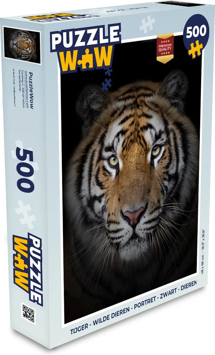 PuzzleWow Tijger Wilde Dieren Legpuzzel 500 Stuks - Multicolor