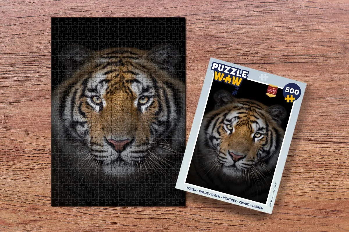 PuzzleWow Tijger Wilde Dieren Legpuzzel 500 Stuks - Multicolor