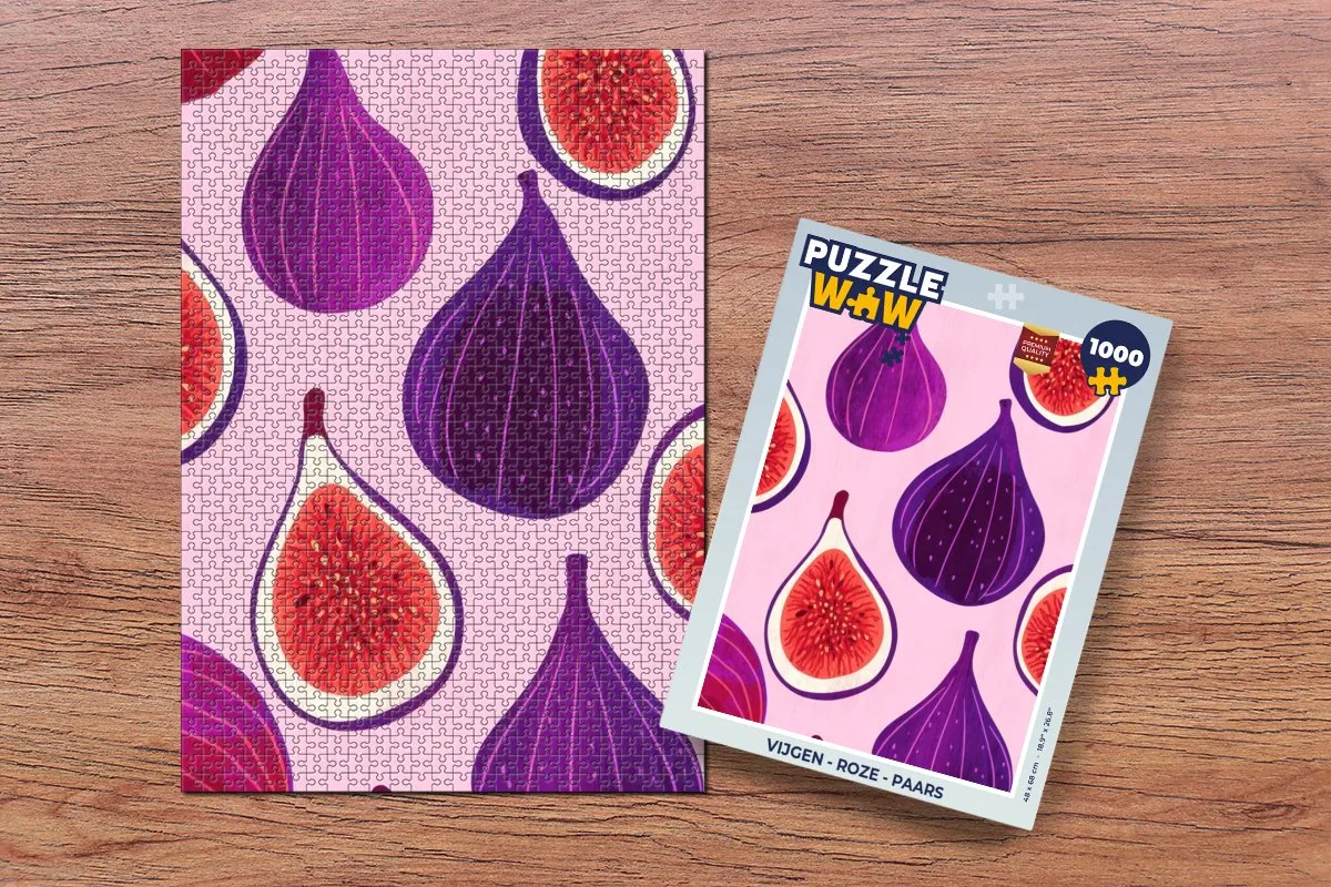 PuzzleWow Vijgen Puzzle 1000 Stuks - Roze/Paars