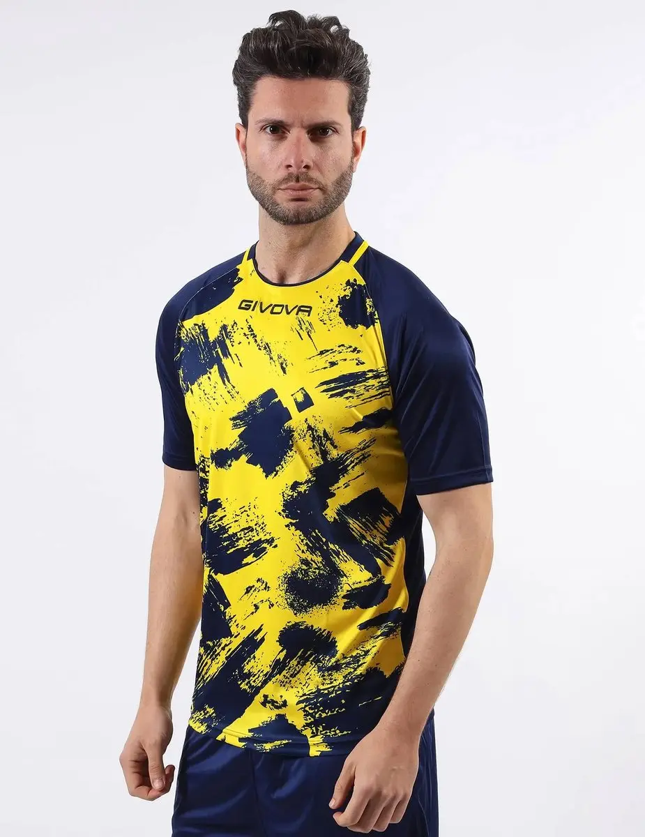 Givova Art T-shirt Met Korte Mouwen Geel,Blauw S Man