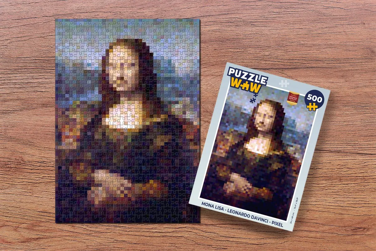 PuzzleWow Mona Lisa Pixel Legpuzzel 500 Stuks - Multicolor