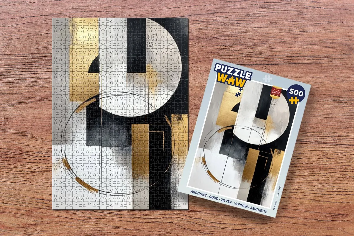 PuzzleWow Abstract Legpuzzel 500 Stuks - Goud/Zilver