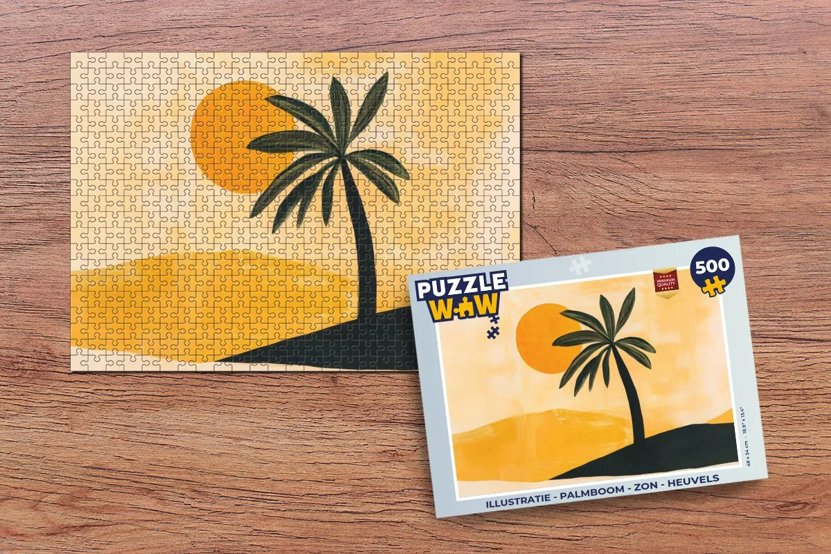 PuzzleWow Legpuzzel Palmboom & Zon 500 Stuks