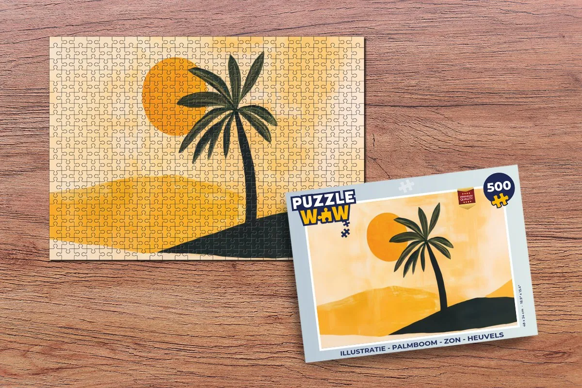 PuzzleWow Legpuzzel Palmboom & Zon 500 Stuks