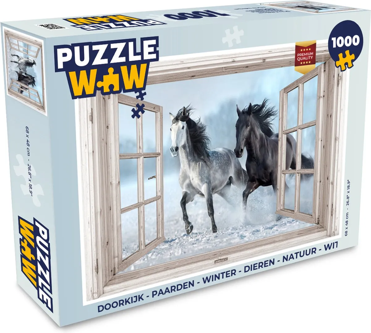 PuzzleWow Doorkijk Paarden Winter Legpuzzel 1000 Stuks
