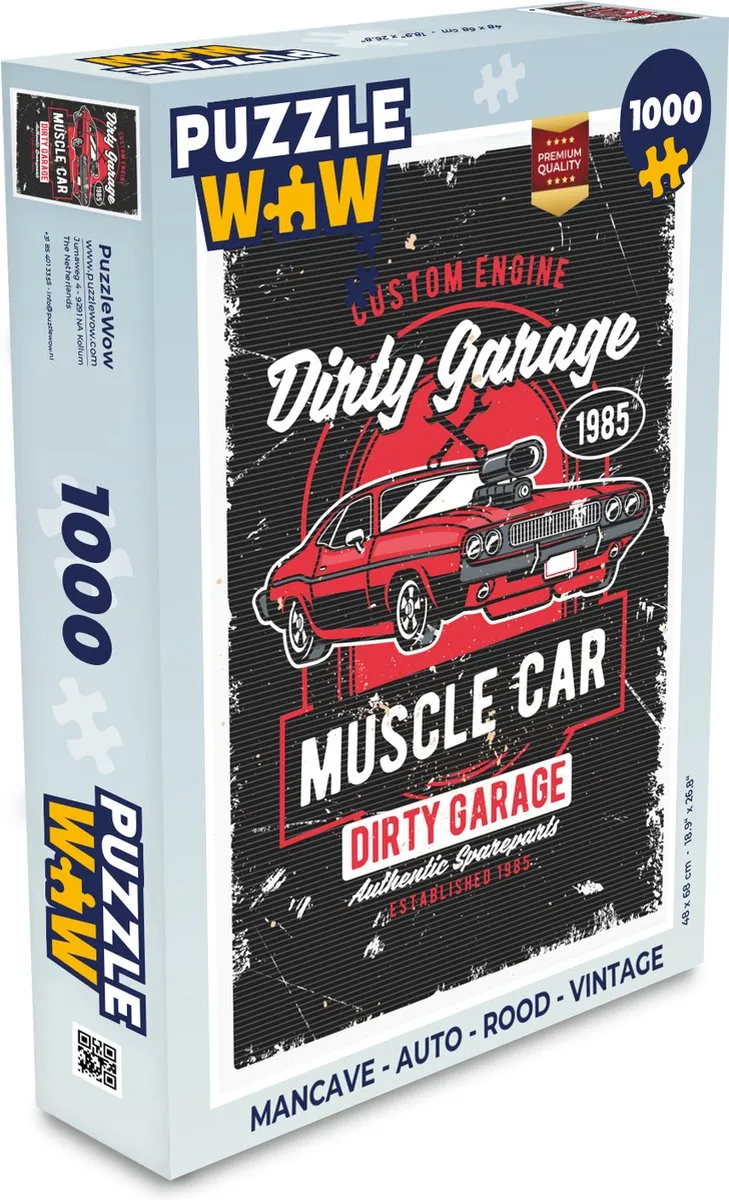 PuzzleWow Mancave Auto Legpuzzel 1000 Stuks - Multicolor