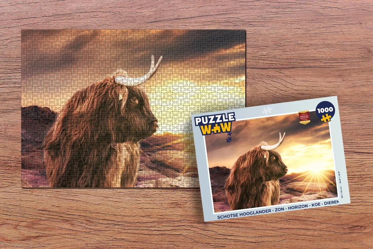 PuzzleWow Schotse Hooglander Legpuzzel 1000 Stuks - Multicolor