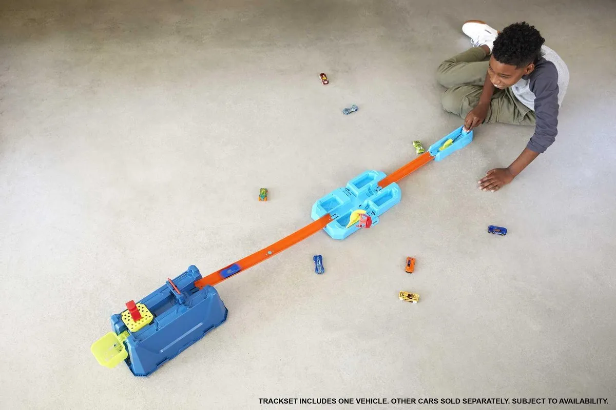 Hot Wheels Track Builder Crash Stunt Box GVG09 - 18 Baandelen - Blauw/Oranje/Geel