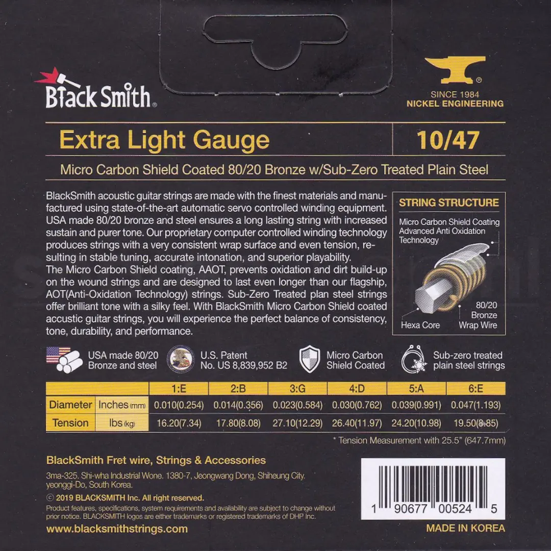 Blacksmith AABR-1047 Snaren Akoestische Gitaar - Extra Light 3-Pack - Brons - afbeelding 2 van 2