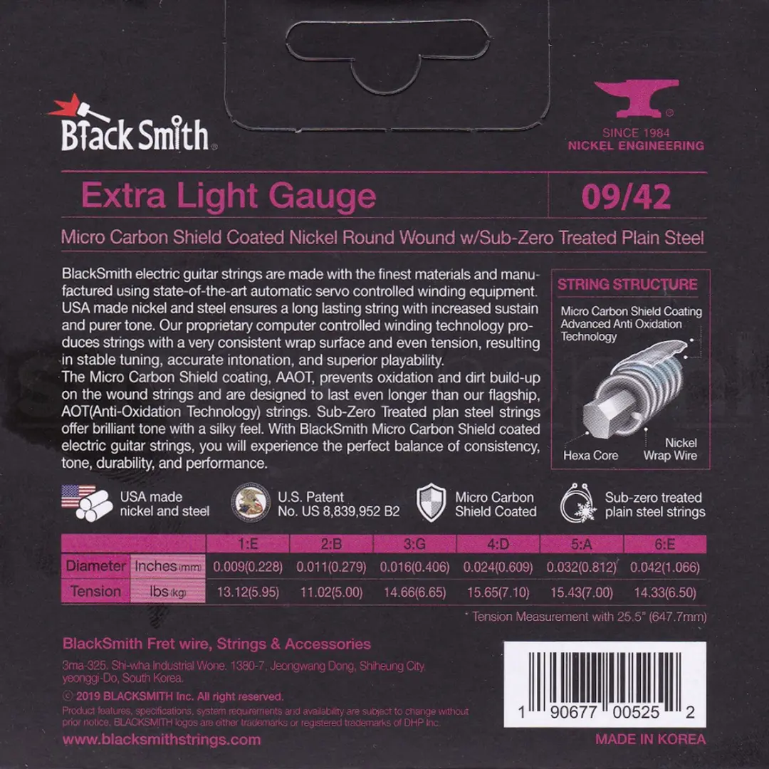 Blacksmith AANW-0942-3P Coated Elektrische Gitaarsnaren 9-42 - 3 Paar - Zilver - afbeelding 2 van 2