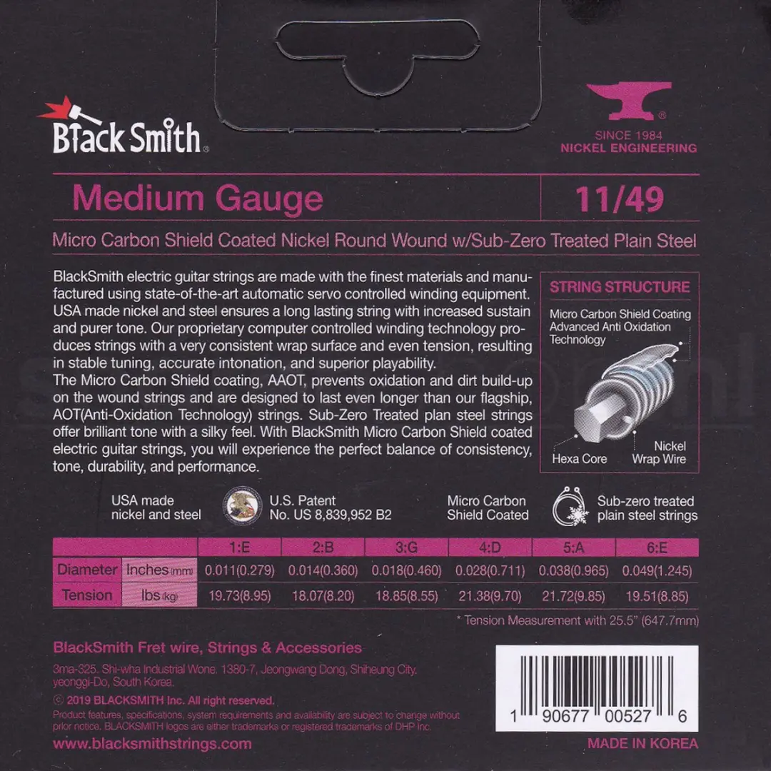 Blacksmith AANW-1149-3P Coated Elektrische Gitaarsnaren 11-49 - 3 Paar - Zilver - afbeelding 2 van 2