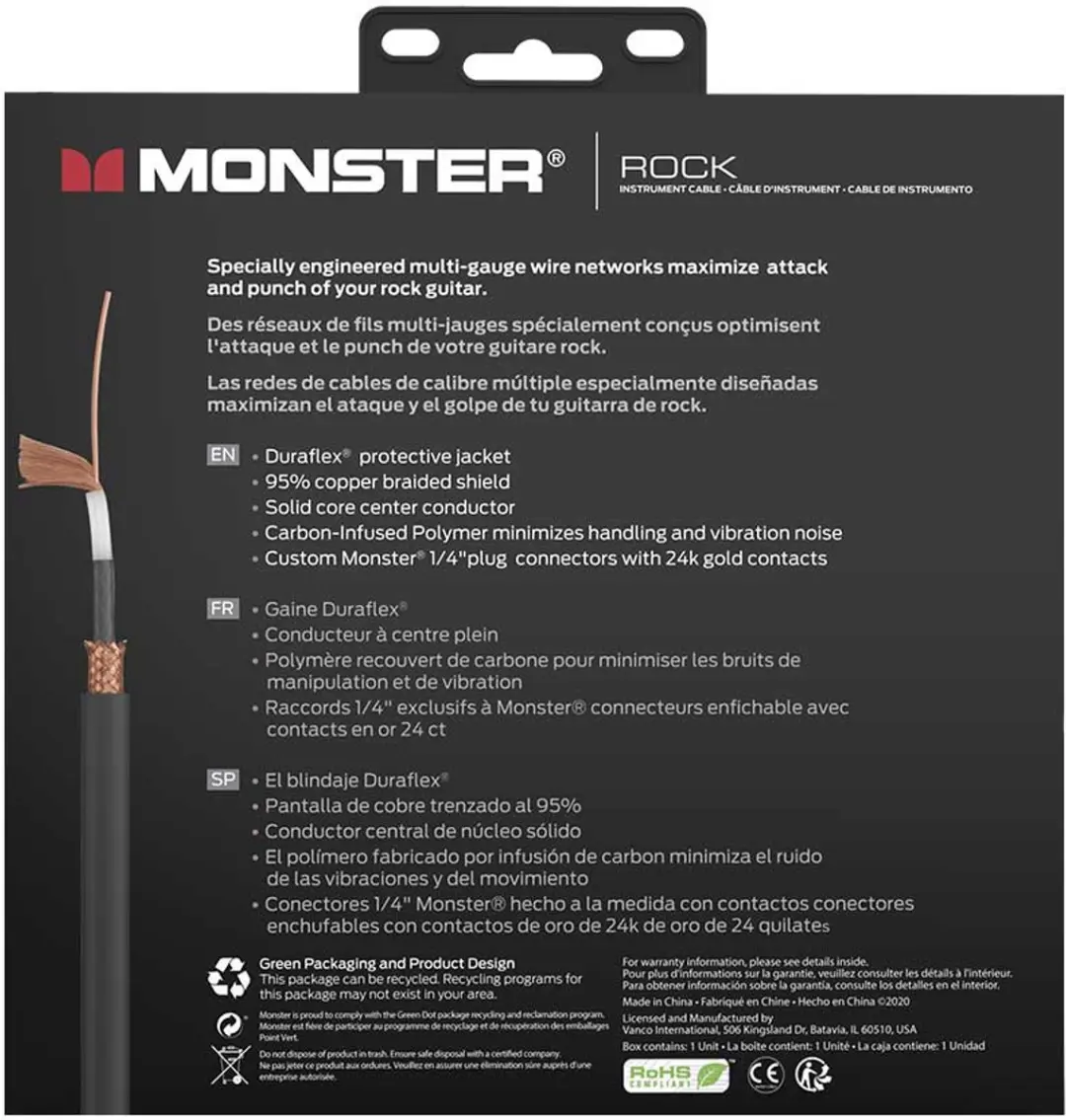 Monster Cable Rock Gitaarkabel 6.4m - Zwart - afbeelding 2 van 6