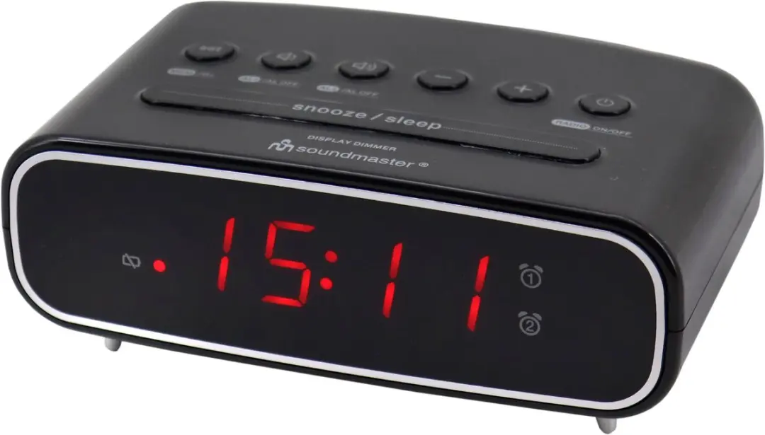 Soundmaster UR111SW Wekkerradio - Dubbel alarm - 10 voorkeurzenders - Zwart