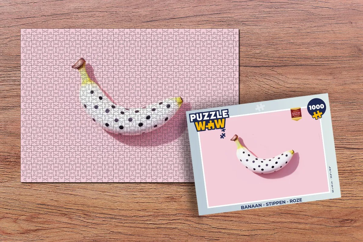 PuzzleWow Banaan - Stippen Legpuzzel 1000 Stuks - Roze