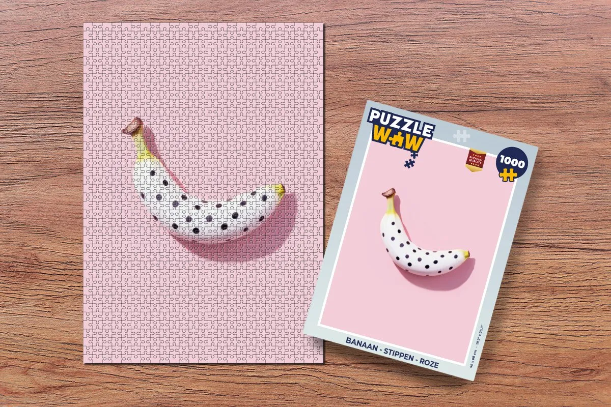 PuzzleWow Banaan - Stippen Legpuzzel 1000 Stuks - Roze