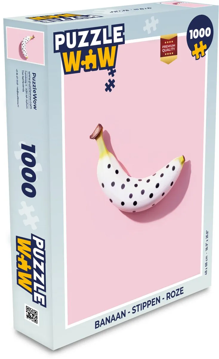 PuzzleWow Banaan - Stippen Legpuzzel 1000 Stuks - Roze