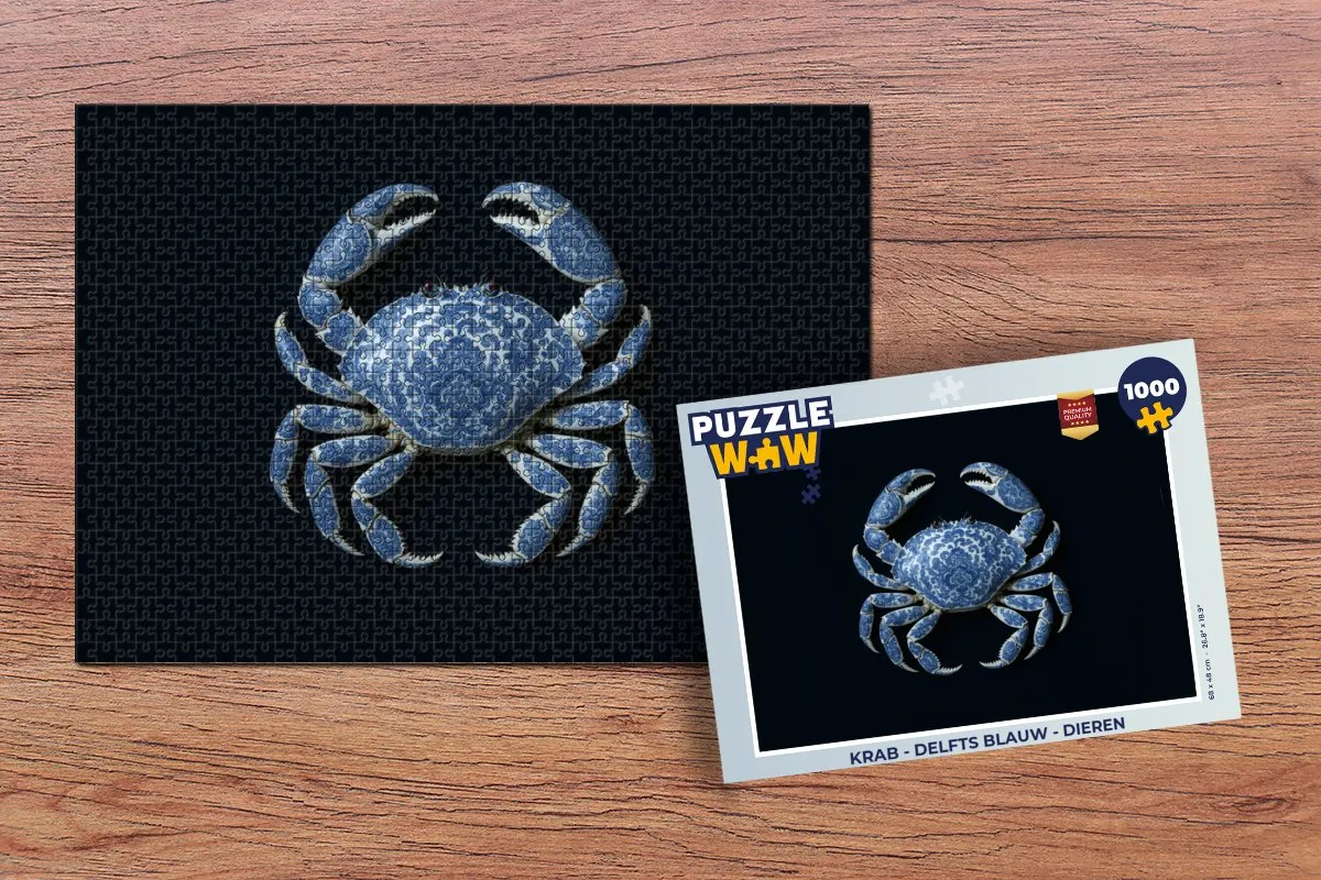 PuzzleWow Puzzel Krab - 1000 Stuks - Delfts Blauw