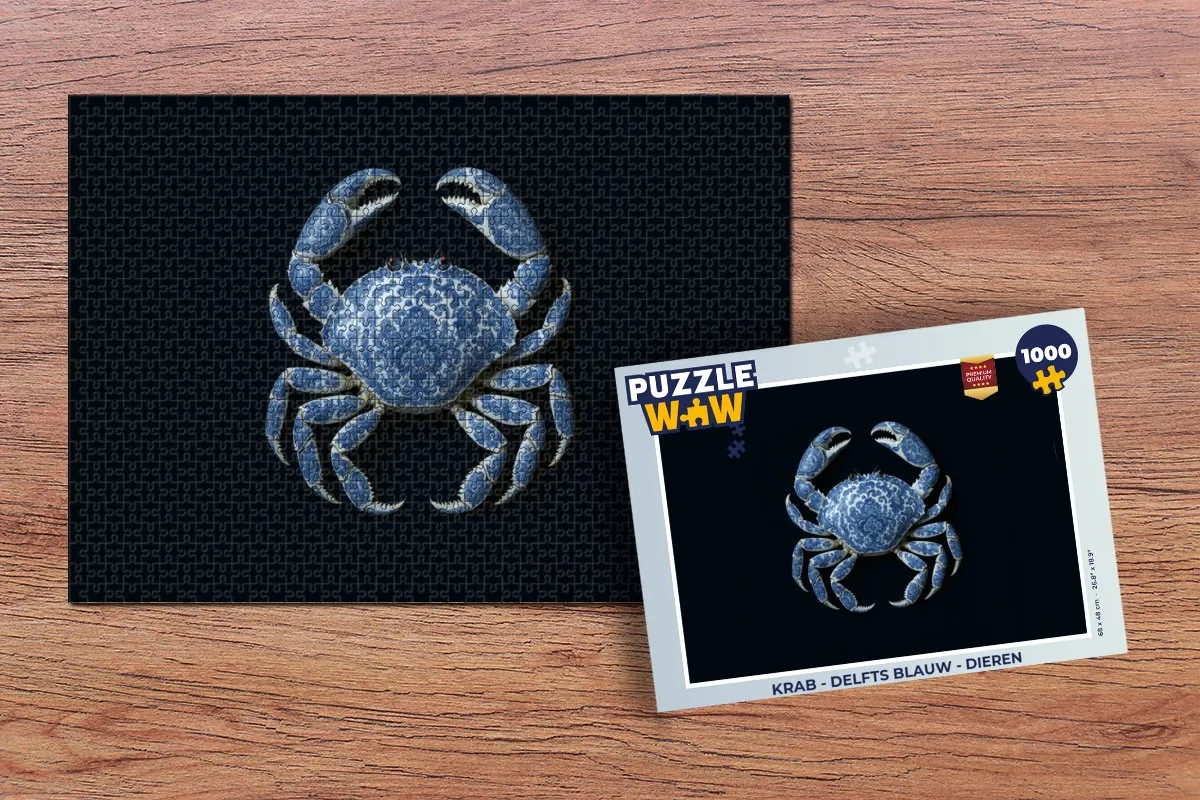 PuzzleWow Puzzel Krab - 1000 Stuks - Delfts Blauw