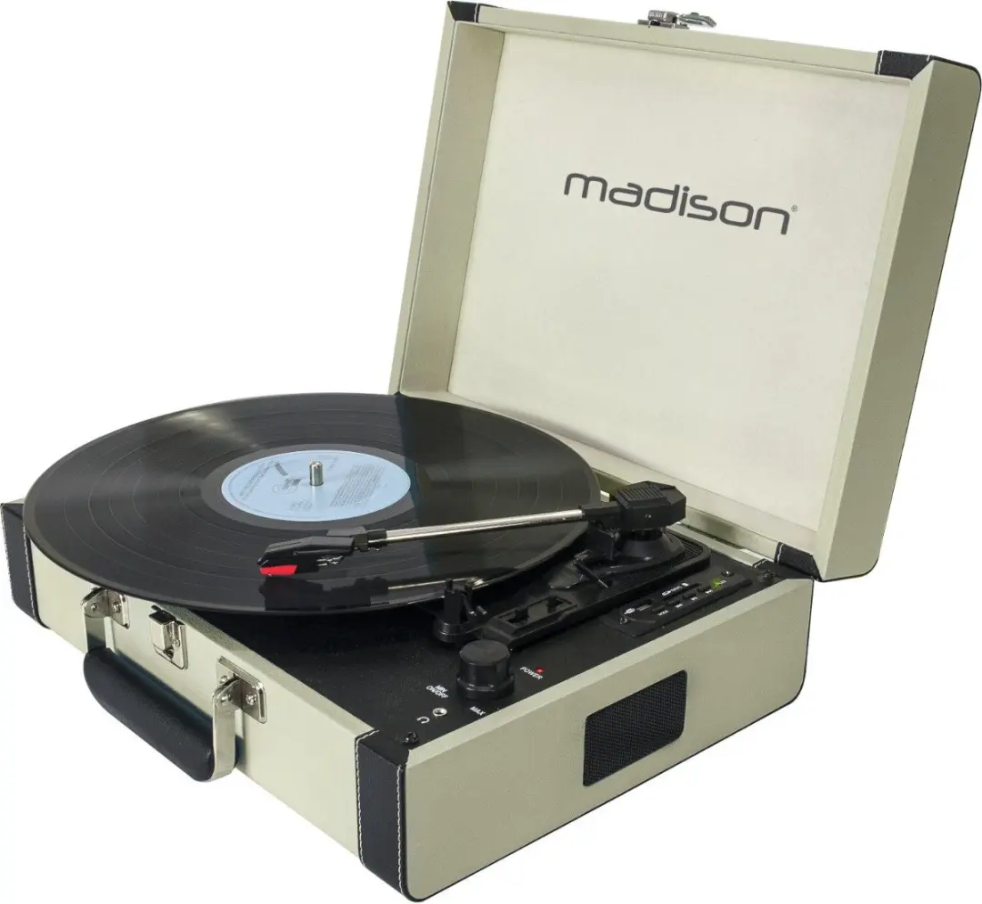 Madison Mad Retrocase Vintage Draaitafelkoffer - Bluetooth - Zwart - afbeelding 6 van 6