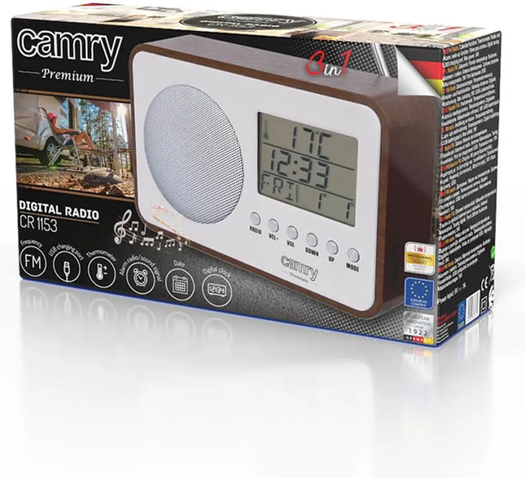 Camry CR 1153 Wekkerradio - Digitaal - Bruin - afbeelding 6 van 6
